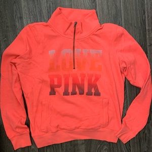 PINK Victoria’s Secret - LOVE PINK orange zip up sweatshirt. Size: medium